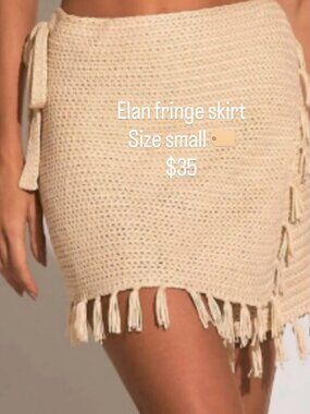 Elan Crochet Fringe Wrap Skirt Size Small